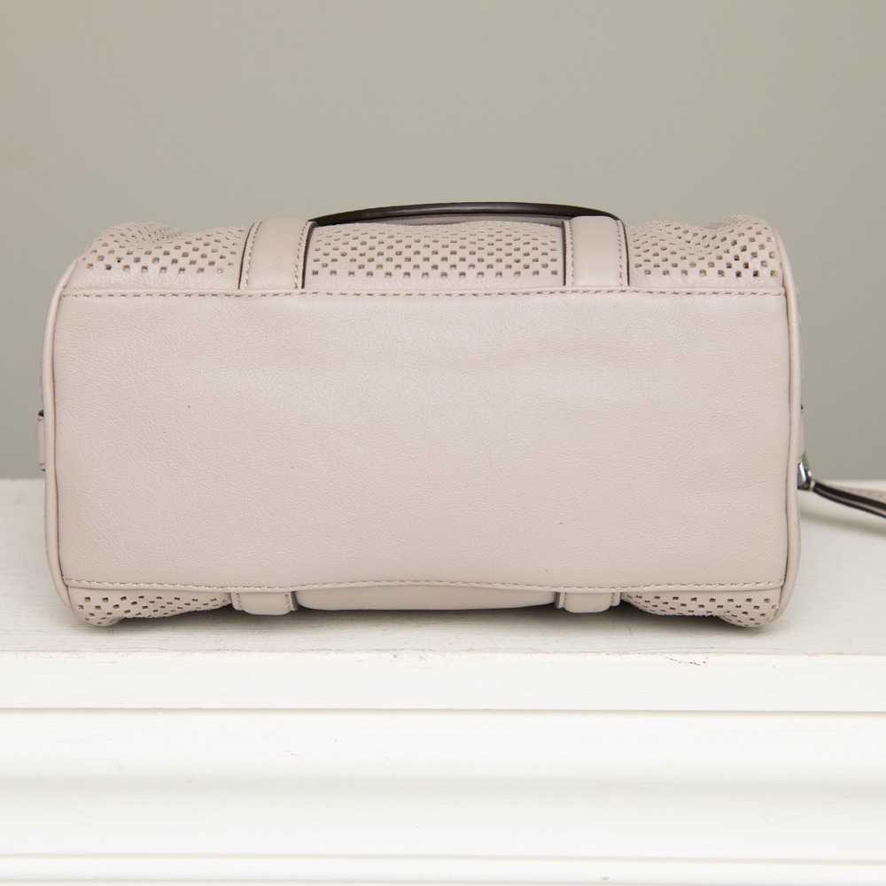 Michael Kors Purse NWOT Libby Perforated Leather Grey Removable Crossbody Strap - Picture 4 of 5